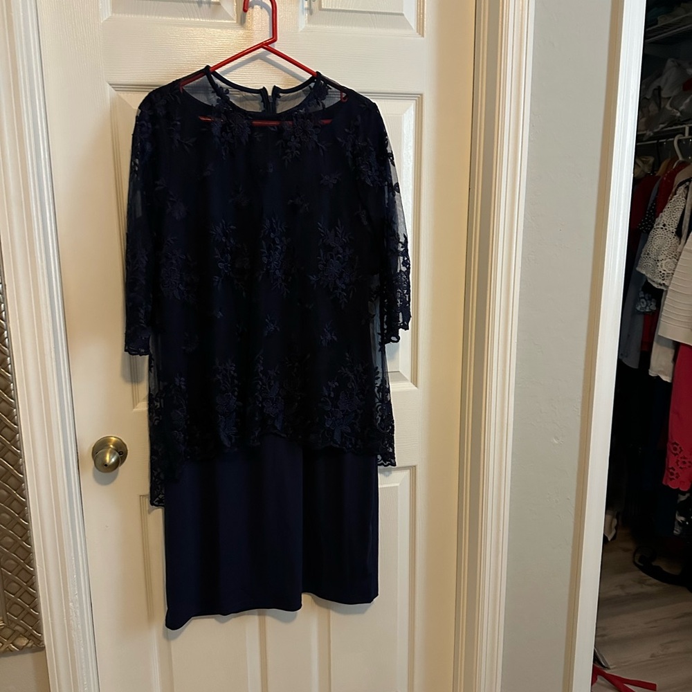 Two piece navy blue midi dress for woman